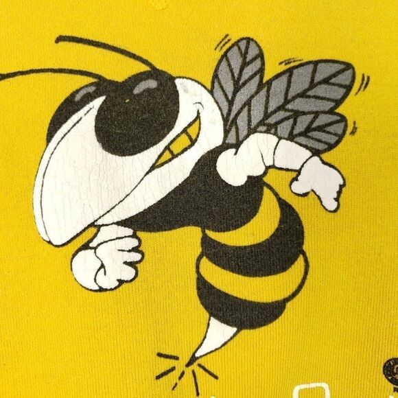 Georgia Tech Yellow Jackets Sweatshirt Vintage 80s GA Spellout Wraparound Print - Picture 4 of 10